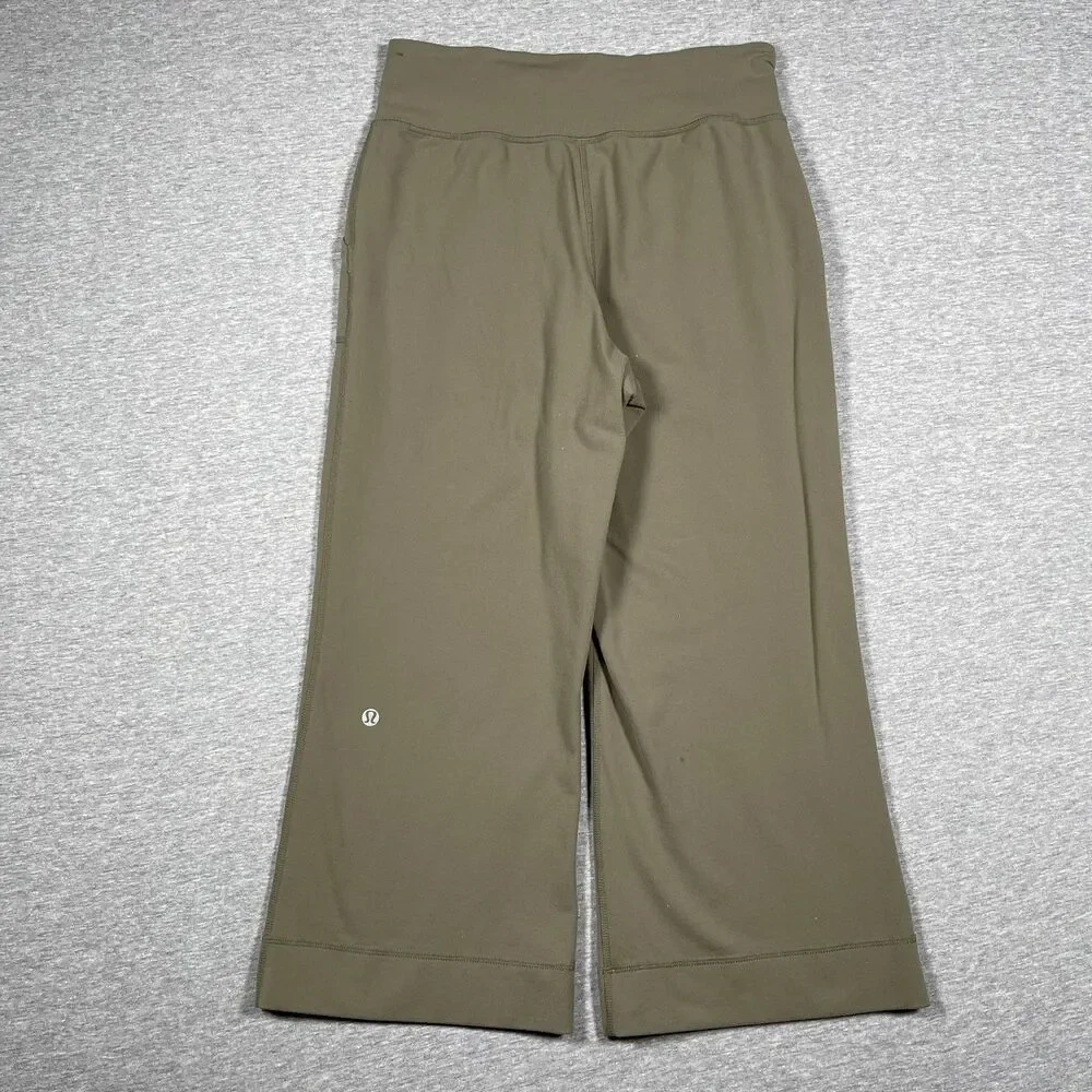 Lululemon Leggings Womens 2 Green Cropped Yoga Slim Pockets Drawstring